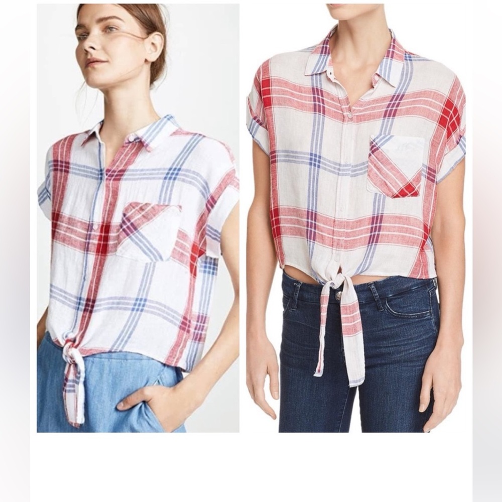 Rails red white blue plaid Amelie top